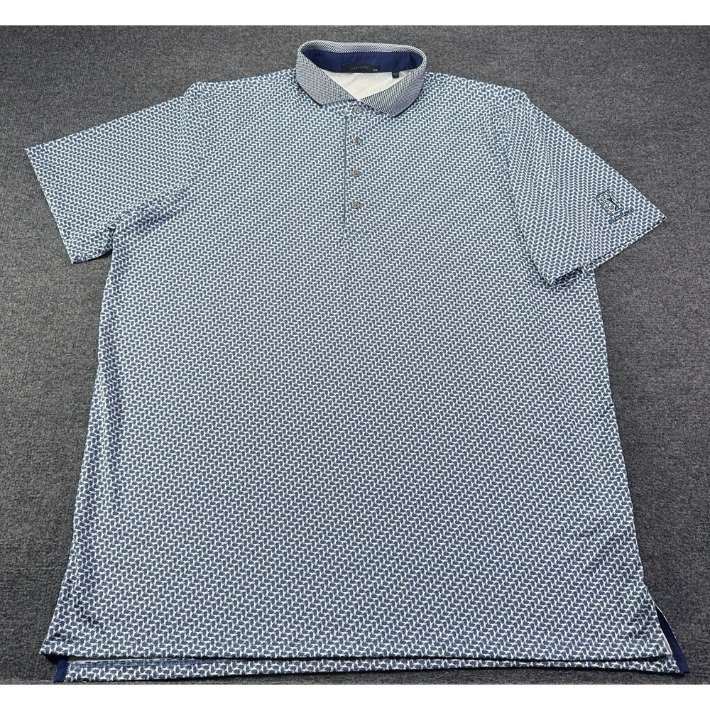Greyson TPC Craig Ranch Golf Polo Shirt‎ AOP Wolf Print Blue Performance XXL EUC
